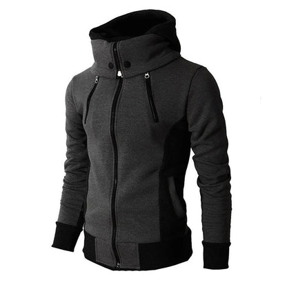 Zip-Up Men’s Hoodie with Warm Scarf Collar – Outdoor Sports Sweatshirt for Daily Winter Comfort and Modern Streetwear Vibes