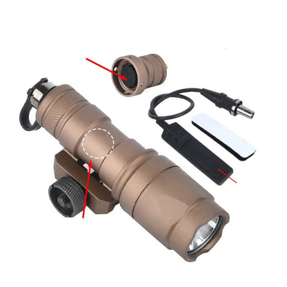 Tactical Flashlight with Dual Function Remote Pressure Switch - Hunting Light with AXON Dual Remote Switch Flashlight, M300 M600 Fits 20mm Rails for Airsoft Pros