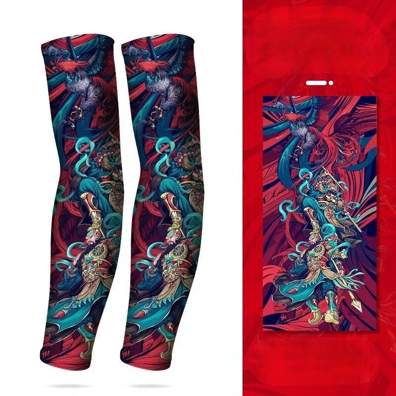 Summer Tattoo Arm Sleeves  - 2pcs. Seamless Ice Silk UV Protection Sleeves for Golf, Driving, Outdoor Sports & Style