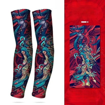 Summer Tattoo Arm Sleeves  - 2pcs. Seamless Ice Silk UV Protection Sleeves for Golf, Driving, Outdoor Sports & Style