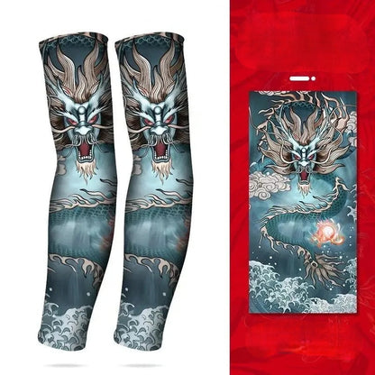 Summer Tattoo Arm Sleeves  - 2pcs. Seamless Ice Silk UV Protection Sleeves for Golf, Driving, Outdoor Sports & Style