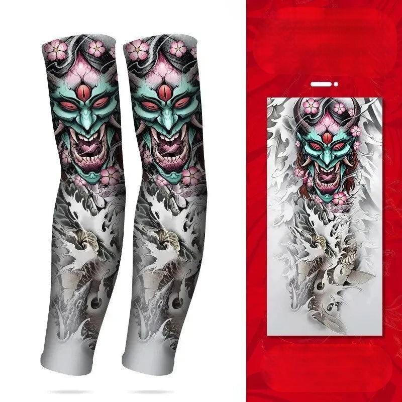 Summer Tattoo Arm Sleeves  - 2pcs. Seamless Ice Silk UV Protection Sleeves for Golf, Driving, Outdoor Sports & Style