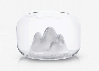 Snow Mountain Glass Bowl – Decorative Tabletop Centerpiece with a Frosted Glass Peak