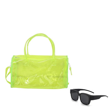Transparent Candy Color Waterproof Travel and Beach Bag – Large-Capacity Handbag for Toiletries, Men & Women’s Shoulder Satchel