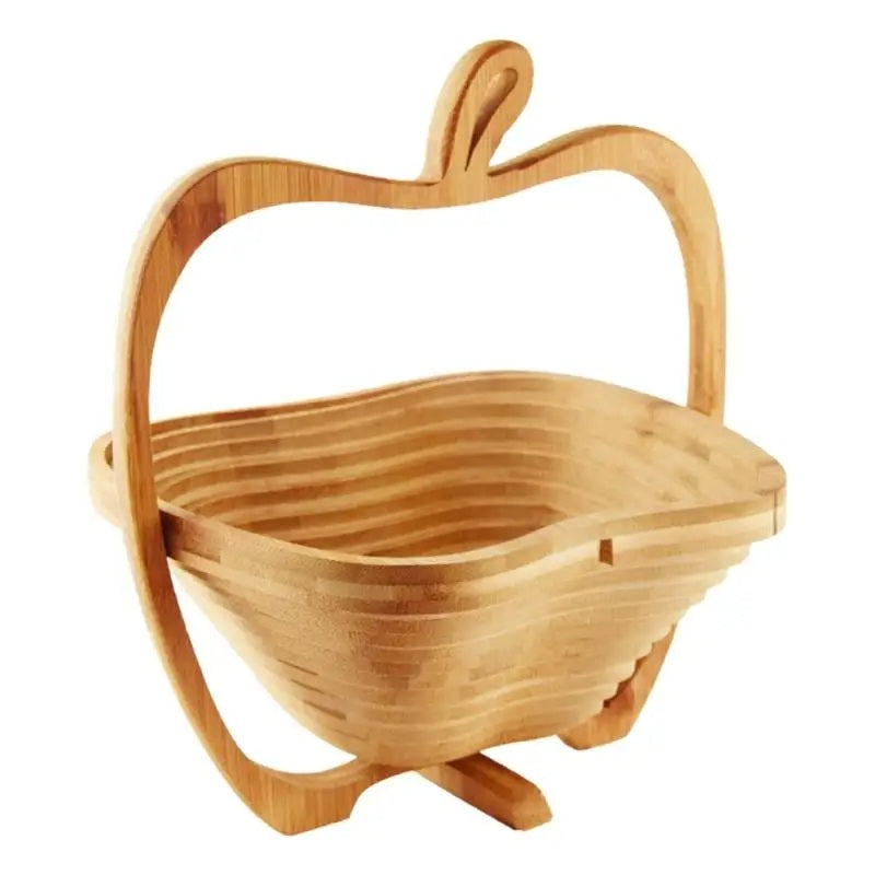 Bamboo Folding Fruit Basket & Cutting Board – Collapsible Vegetable Tray Doubles as Chopping Block & Space-Saving Food Storage Solution