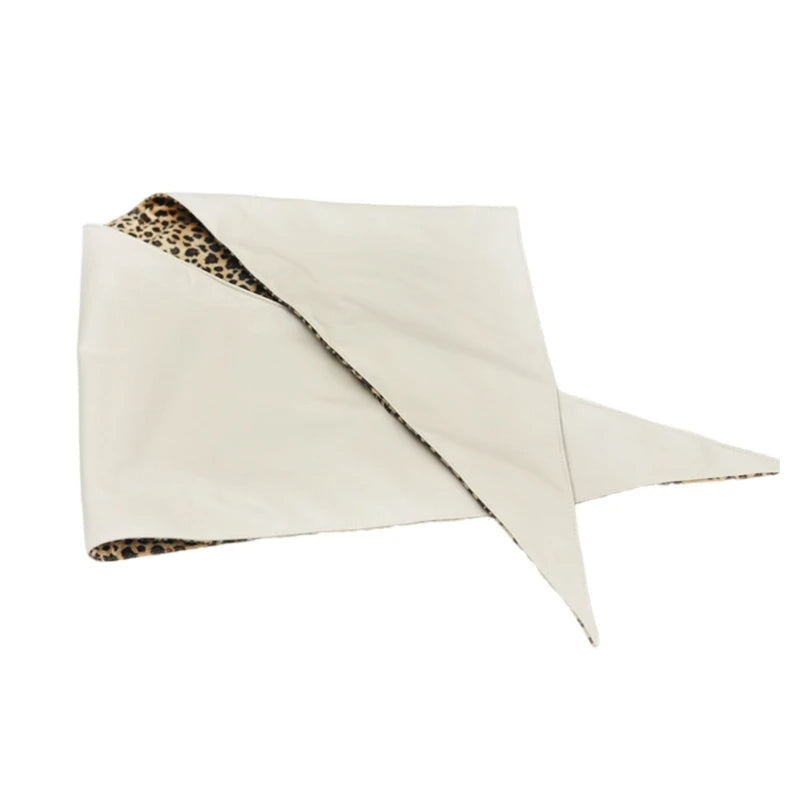 PU Leather and Leopard Bandana Headscarf – Handmade Hairscarf for Bold Style, Festival Wear & Artistic Statement Accessory