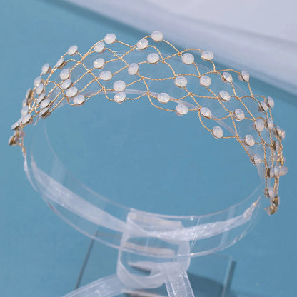 Simulated Pearl Bridal Headband – Elegant Hair Chain Tiara for Weddings, Noiva Headdress, and Timeless Women’s Hair Accessory for Special Occasions