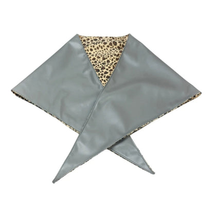 PU Leather and Leopard Bandana Headscarf – Handmade Hairscarf for Bold Style, Festival Wear & Artistic Statement Accessory
