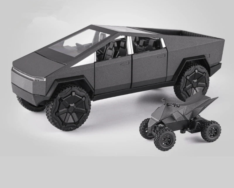 Scale Cyber Pickup Truck Model – 1/24 Diecast Alloy Off-Road Vehicle with Sound & Light, Realistic Collectible Car Toy Gift for Kids