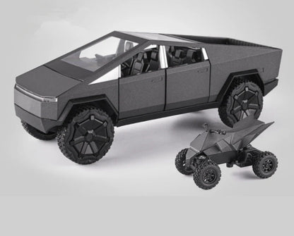 Scale Cyber Pickup Truck Model – 1/24 Diecast Alloy Off-Road Vehicle with Sound & Light, Realistic Collectible Car Toy Gift for Kids
