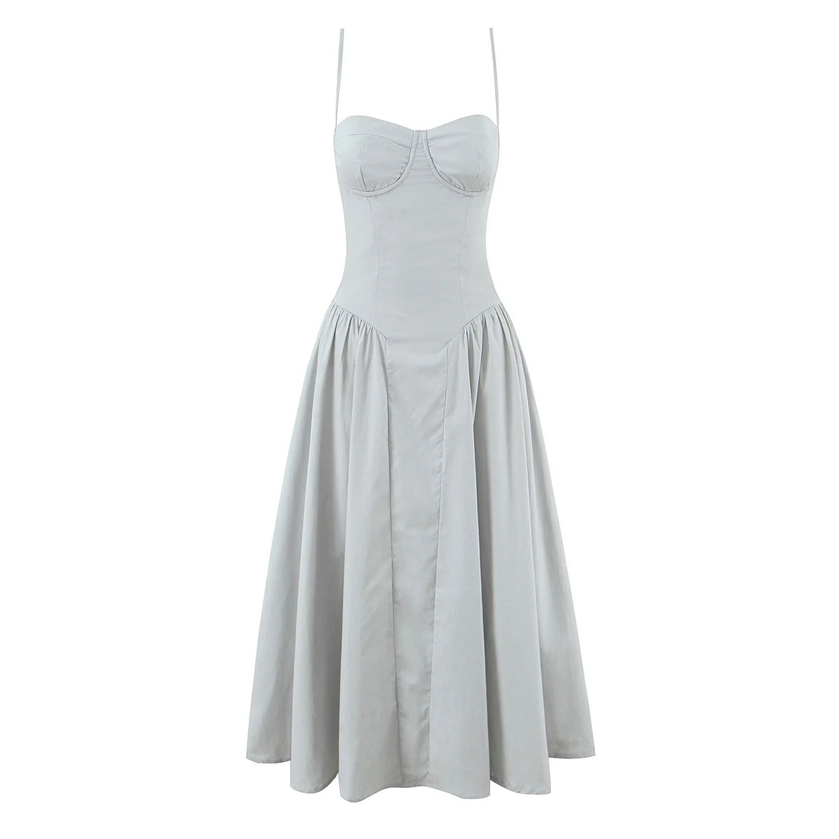 Green Floral Midi Dress – Sexy Low Waist Spaghetti Strap A-Line Summer Dress for Beach Holidays and 2025 Parties