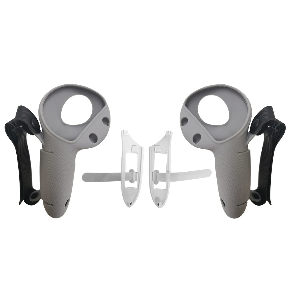 VR Controller Case Cover for Meta Quest 3/3S – Silicone Grip with Battery Access, Opening Cap & Knuckle Strap for Secure Play