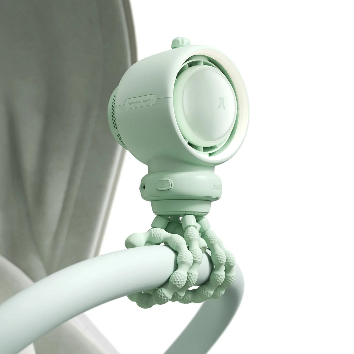 Portable Baby Stroller Fan - 5000mAh Rechargeable Crib Fan with LED Light, Natural Wind, Silicone Bracket, and Air Purification