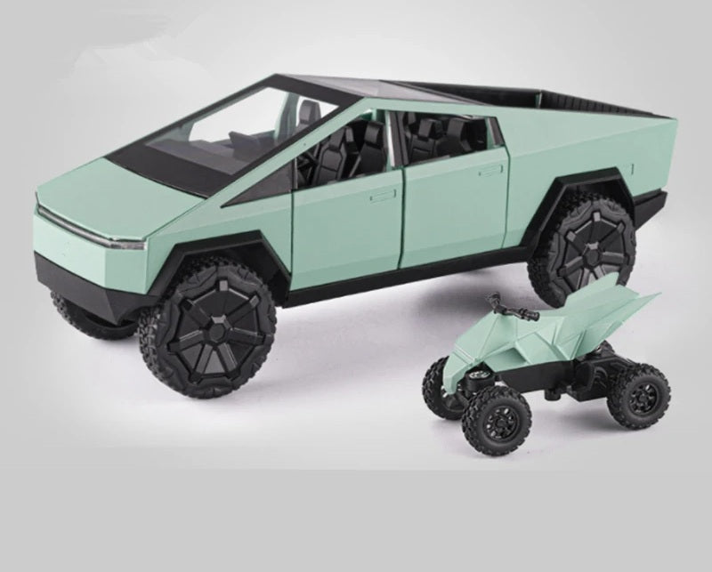 Scale Cyber Pickup Truck Model – 1/24 Diecast Alloy Off-Road Vehicle with Sound & Light, Realistic Collectible Car Toy Gift for Kids