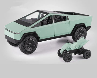 Scale Cyber Pickup Truck Model – 1/24 Diecast Alloy Off-Road Vehicle with Sound & Light, Realistic Collectible Car Toy Gift for Kids