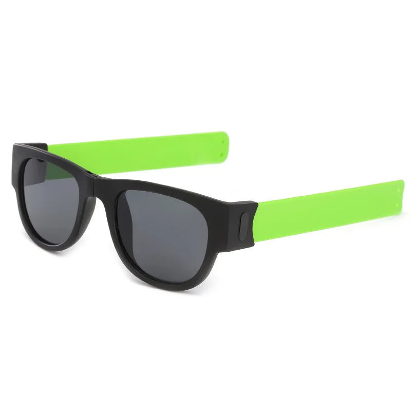 Folding Slap Sunglasses – Trendy Polarized Shades for Men with Mirror Finish and Wristband-Style Folding Innovation