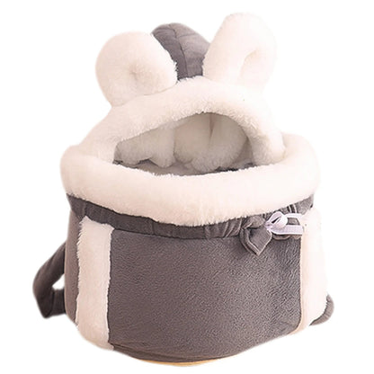 Winter Plush Cat Backpack Carrier – Soft Pet Cage Bag for Indoor/Outdoor Use with Comfortable Padded Straps & Travel Convenience