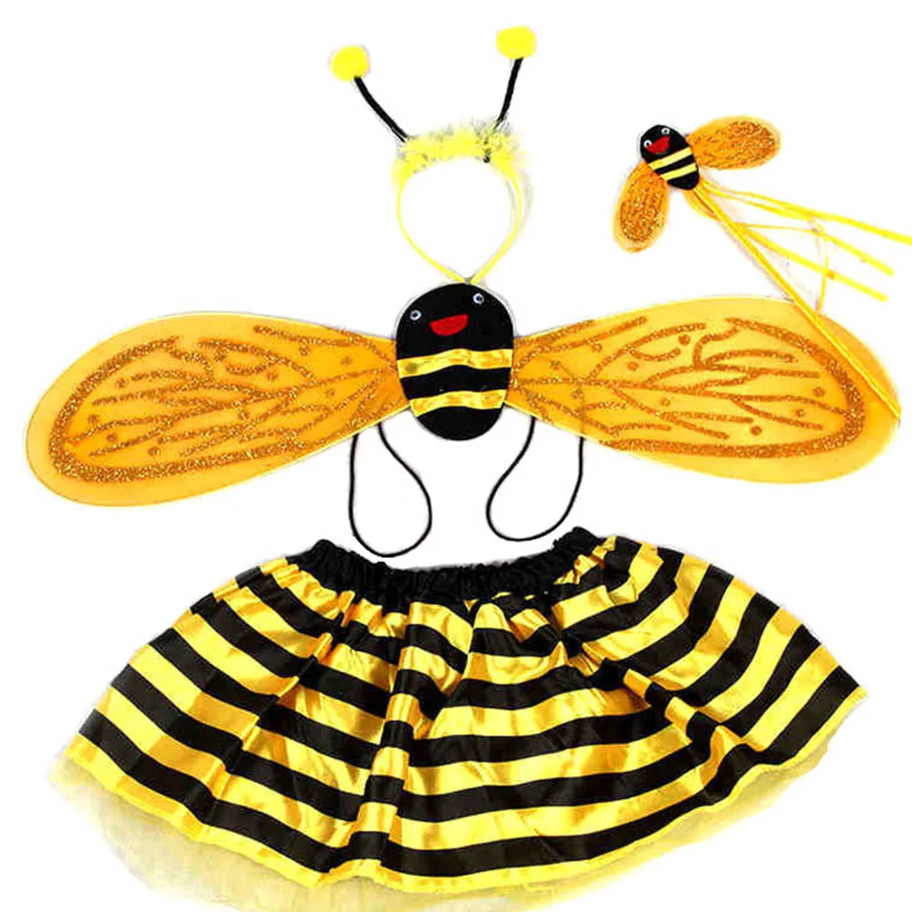 Fairy Princess Winged Costume Set for Girls - Magical Ladybug Dress-Up with Wand, Cosplay Halloween Outfit for Kids