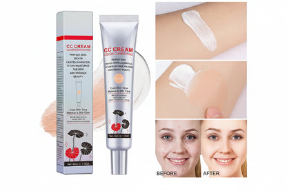 Color Correcting CC Cream with Centella - Lightweight Foundation with Whitening, BB Cream Coverage & Skin Repair in One