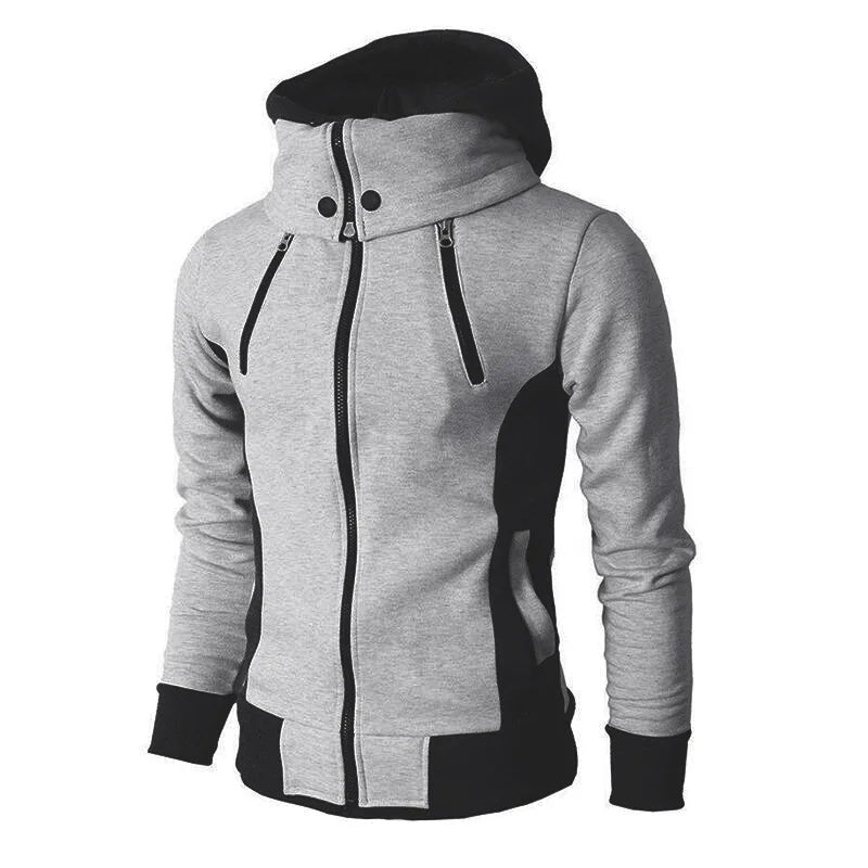 Zip-Up Men’s Hoodie with Warm Scarf Collar – Outdoor Sports Sweatshirt for Daily Winter Comfort and Modern Streetwear Vibes