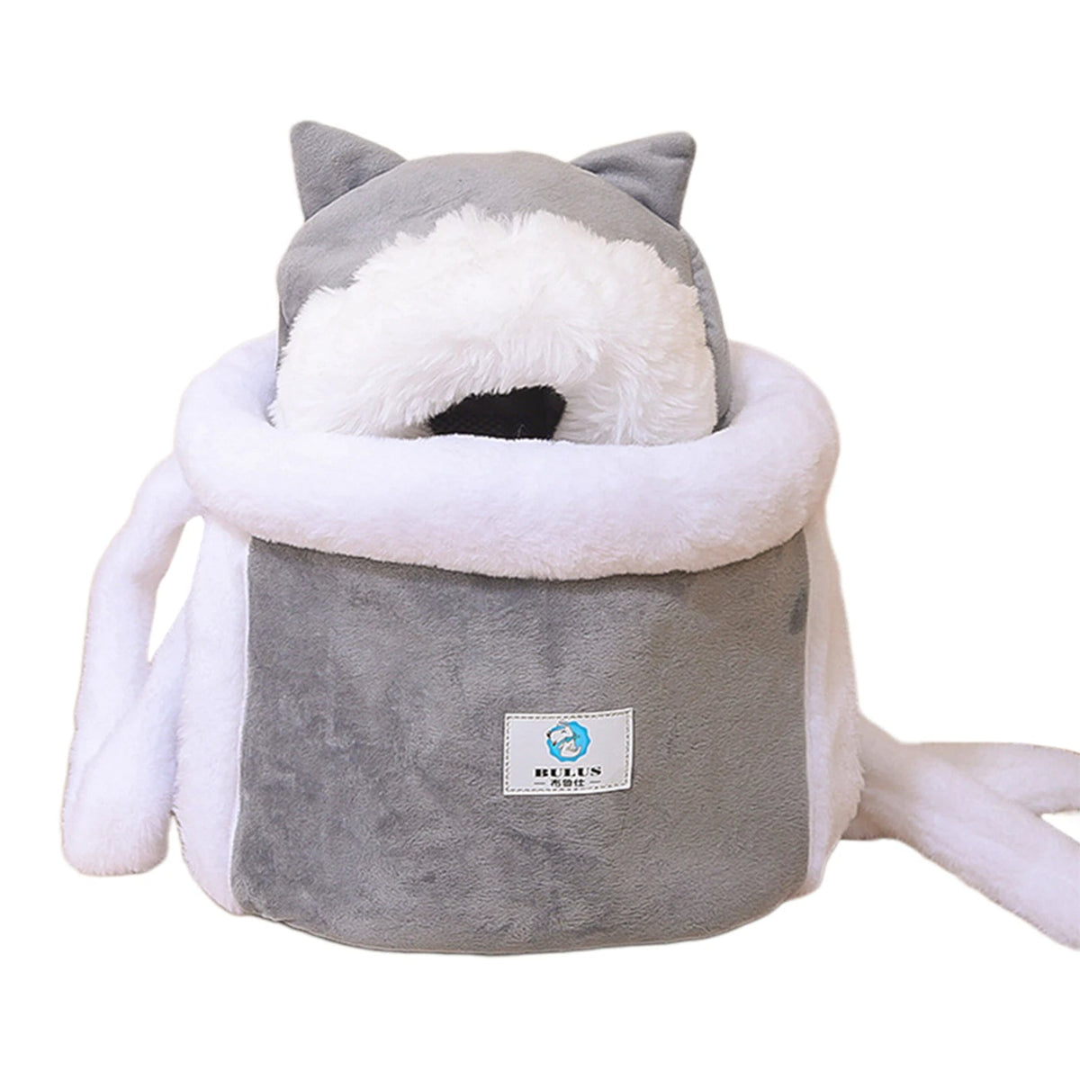 Winter Plush Cat Backpack Carrier – Soft Pet Cage Bag for Indoor/Outdoor Use with Comfortable Padded Straps & Travel Convenience