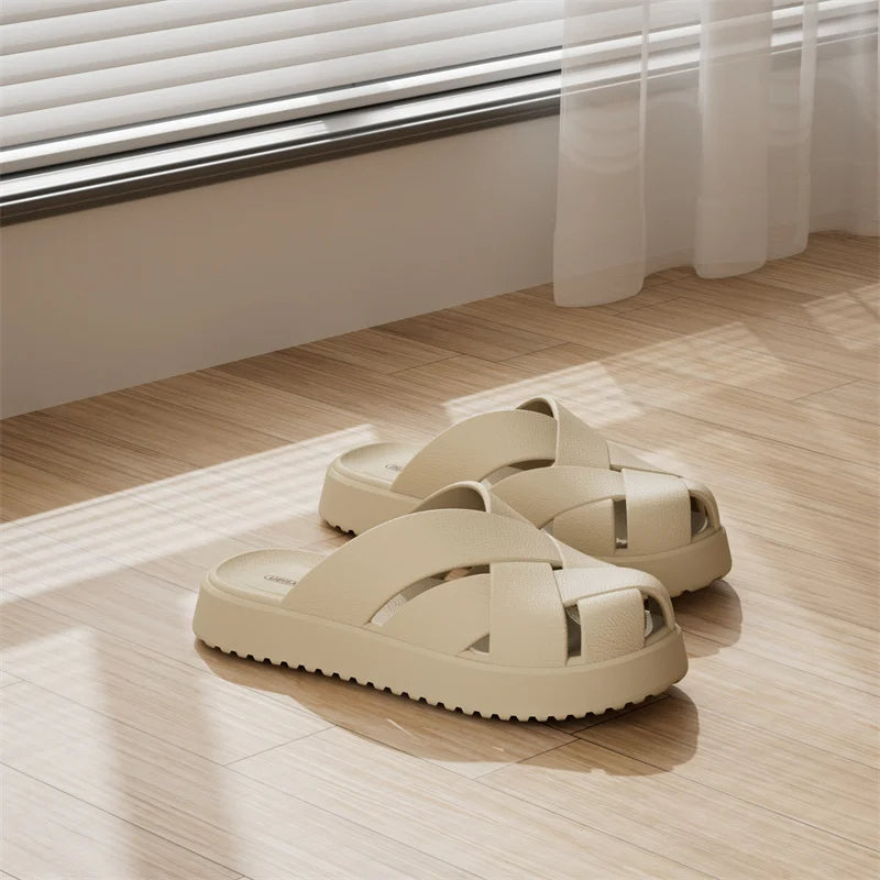 Unisex Closed-Toe EVA Slippers – Soft Anti-Slip Summer Sandals for Men & Women, Outdoor Baotou House Shoes for Home Comfort