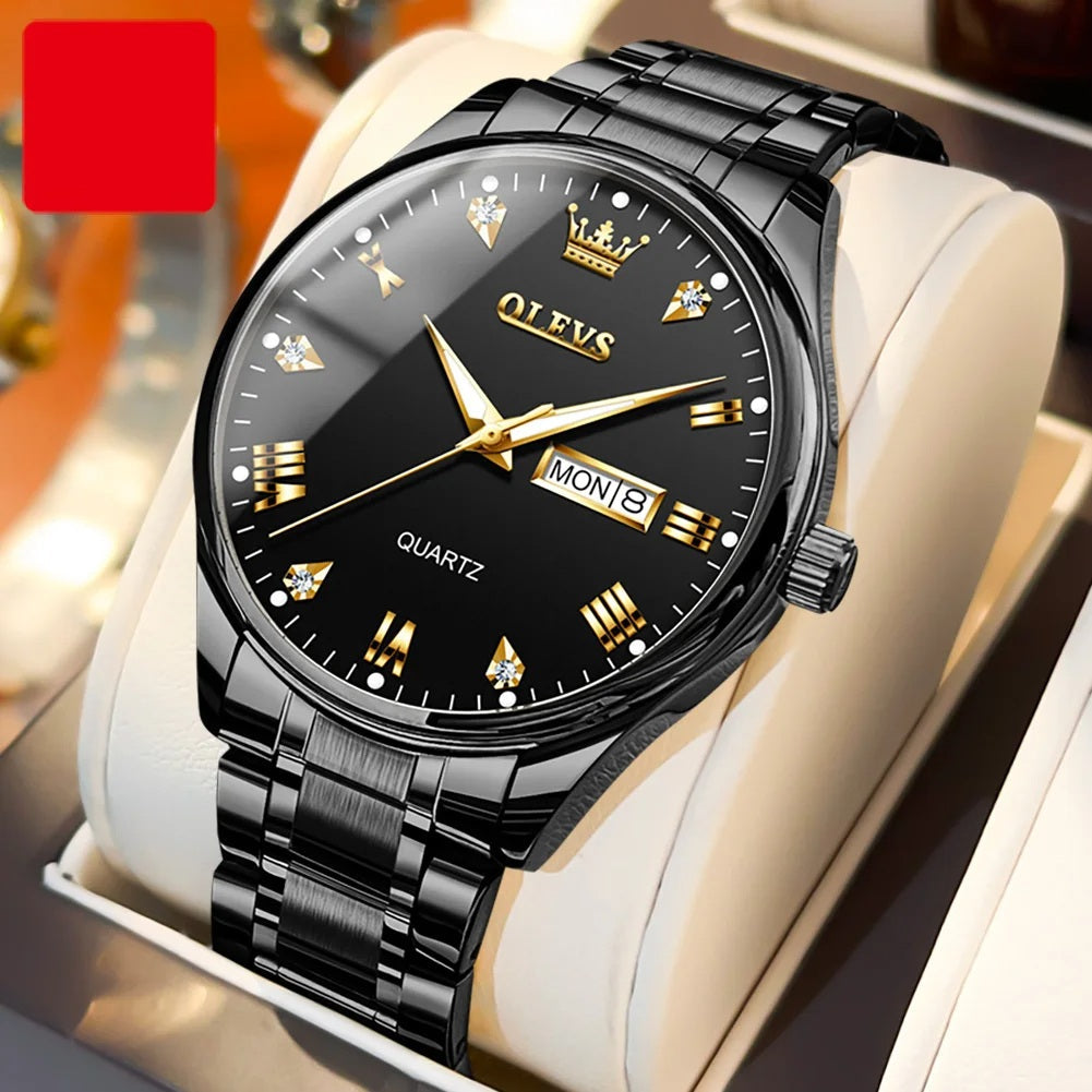 Luxury Couple Watches – Stainless Steel Waterproof Timepieces for Men & Women, Romantic Gift Set with Matching Elegant Style
