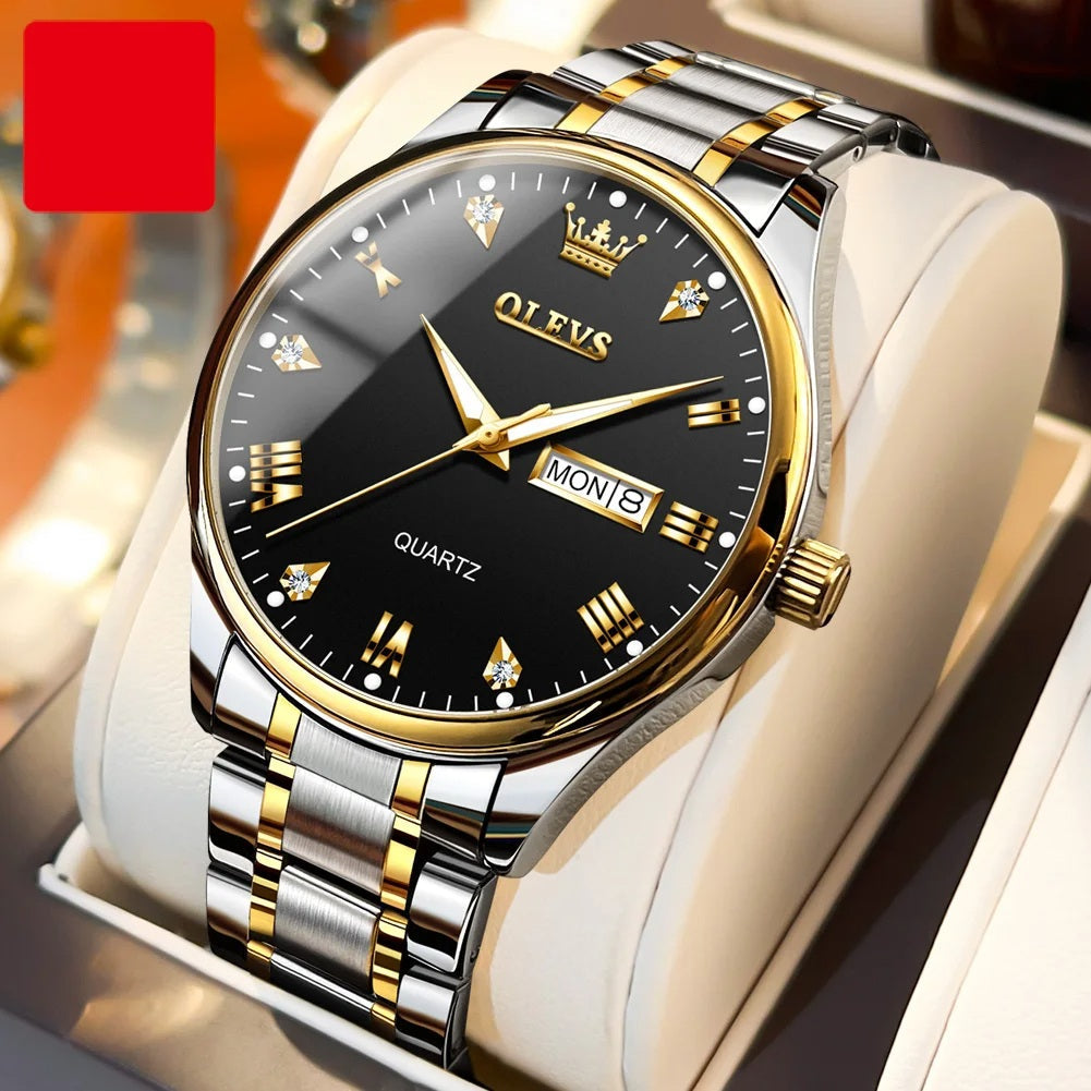 Luxury Couple Watches – Stainless Steel Waterproof Timepieces for Men & Women, Romantic Gift Set with Matching Elegant Style