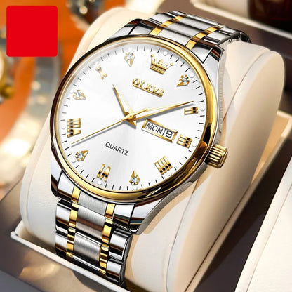 Luxury Couple Watches – Stainless Steel Waterproof Timepieces for Men & Women, Romantic Gift Set with Matching Elegant Style