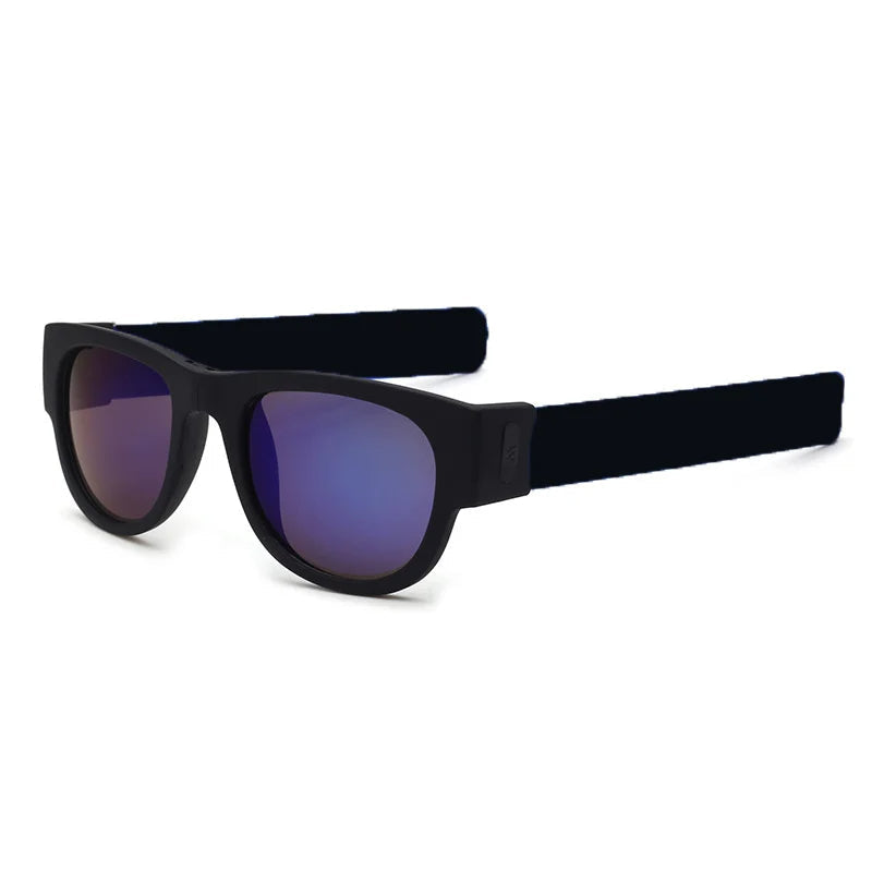 Folding Slap Sunglasses – Trendy Polarized Shades for Men with Mirror Finish and Wristband-Style Folding Innovation