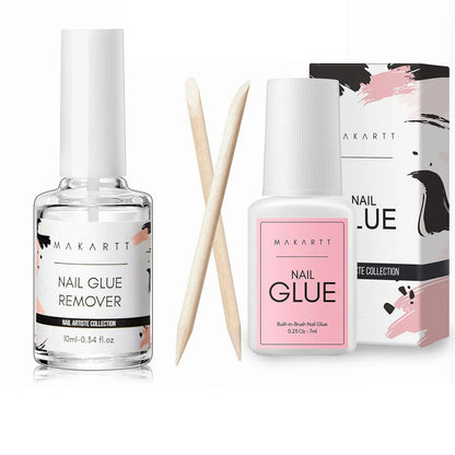 Nail Glue & Remover Set – Gentle UV Nail Glue for Press-On Nails, Non-Acetone Removal for Damage-Free Nail Art Experience