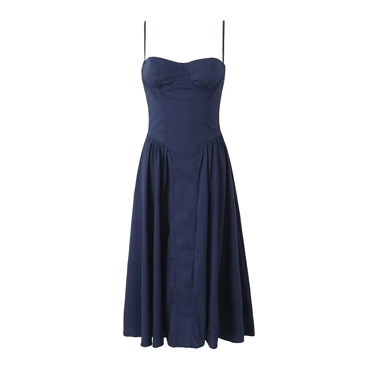 Green Floral Midi Dress – Sexy Low Waist Spaghetti Strap A-Line Summer Dress for Beach Holidays and 2025 Parties