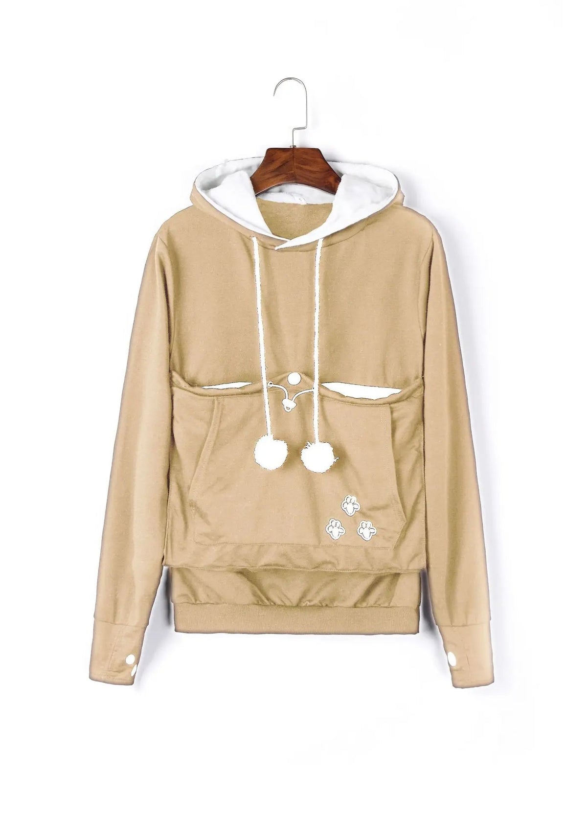 Cat Lover’s Hoodie with Pet Pouch – Cozy Kangaroo Sweatshirt for Cuddling Dogs or Cats, Featuring Animal Ears and Paw Print Style