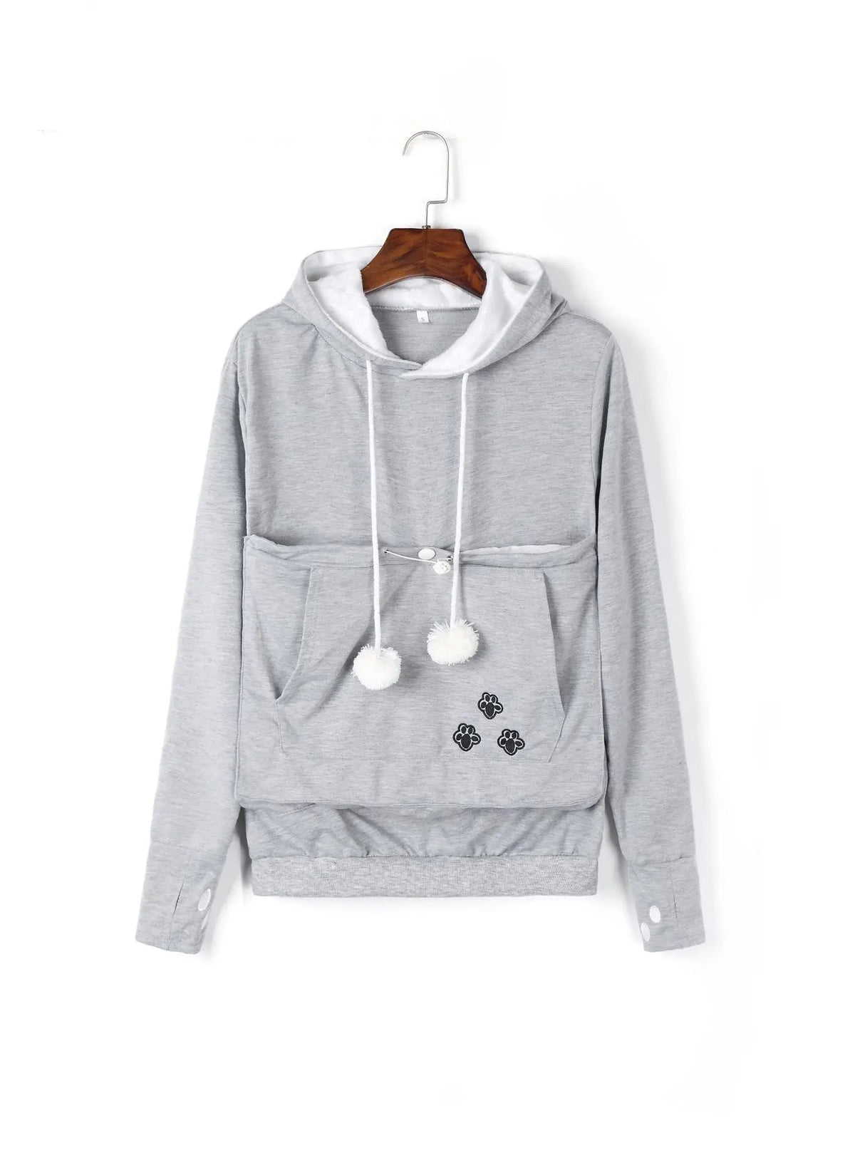 Cat Lover’s Hoodie with Pet Pouch – Cozy Kangaroo Sweatshirt for Cuddling Dogs or Cats, Featuring Animal Ears and Paw Print Style