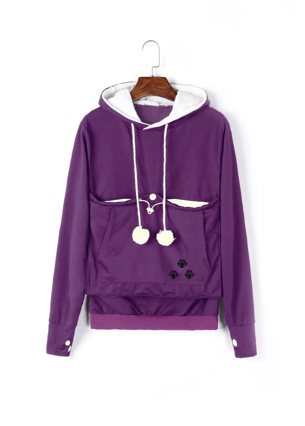 Cat Lover’s Hoodie with Pet Pouch – Cozy Kangaroo Sweatshirt for Cuddling Dogs or Cats, Featuring Animal Ears and Paw Print Style