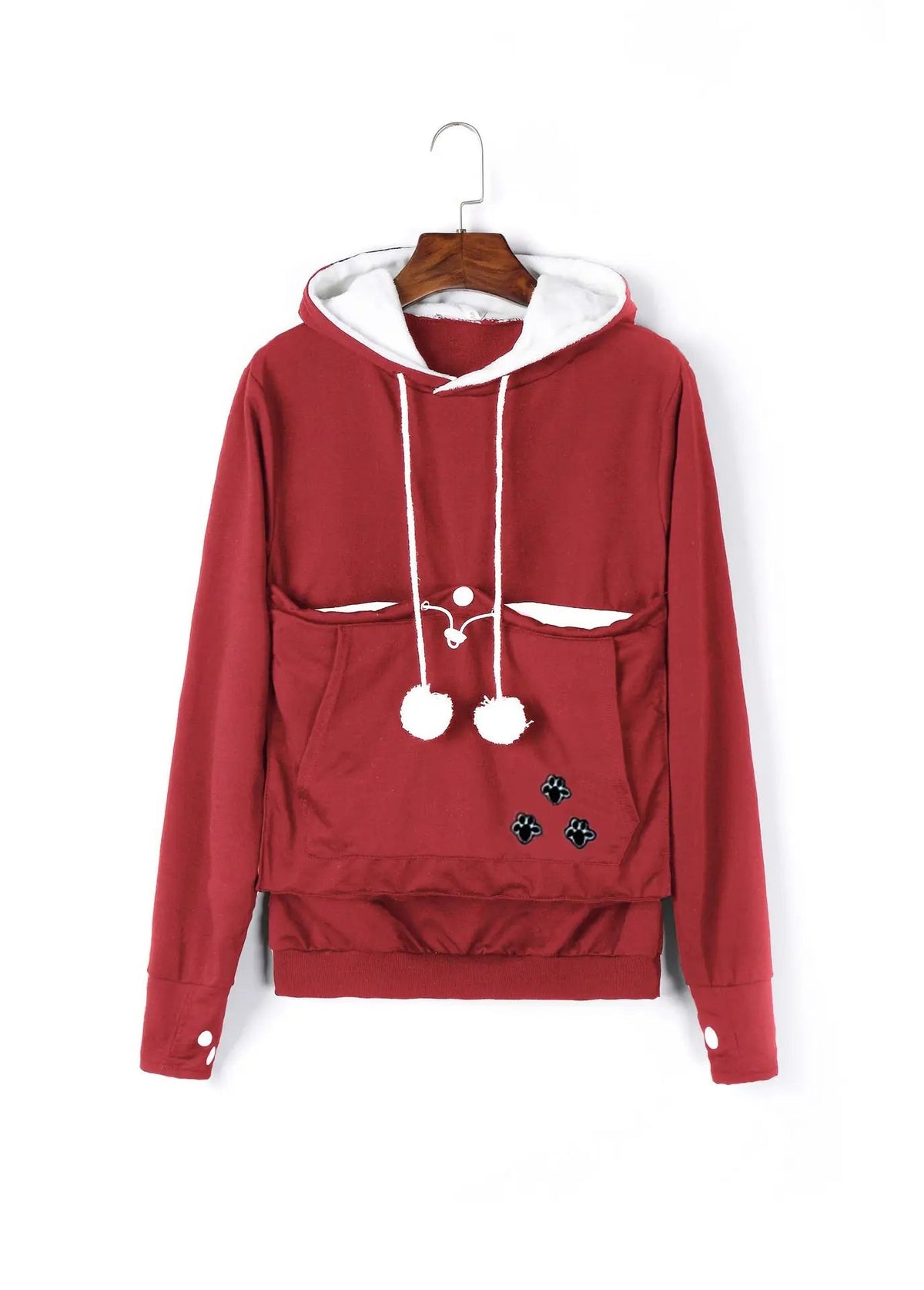 Cat Lover’s Hoodie with Pet Pouch – Cozy Kangaroo Sweatshirt for Cuddling Dogs or Cats, Featuring Animal Ears and Paw Print Style