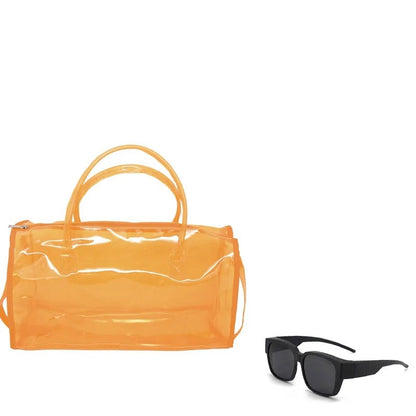 Transparent Candy Color Waterproof Travel and Beach Bag – Large-Capacity Handbag for Toiletries, Men & Women’s Shoulder Satchel