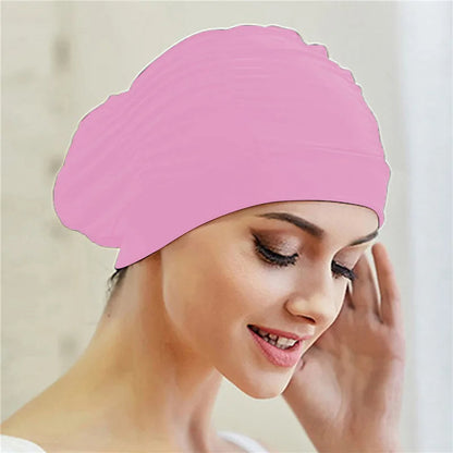 Stylish Stretch Nylon Swimming Cap – Elastic Turban-Style Swim Hat for Women, Girls & Long Hair Comfort in Pool or Spa