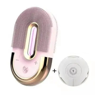Ultrasonic Electric Facial Cleansing Brush – Silicone Sonic Face Cleaner with EMS and LED Light Therapy for Deep Pore Cleansing and Skin Rejuvenation