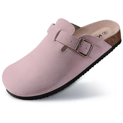 Comwarm Arch Support Suede Mules – Unisex Cork Sole Clogs for Home, Beach, Outdoor Comfort & Stylish Everyday Footwear