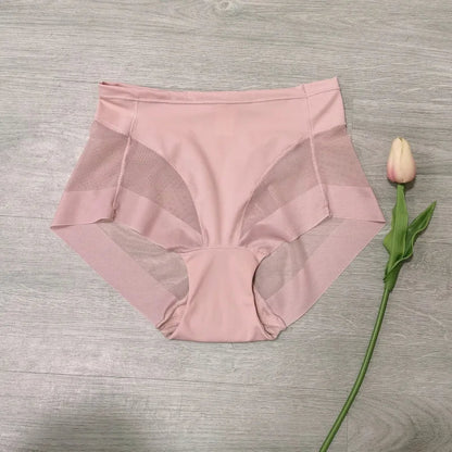 Mid-Waist Breathable Women’s Briefs – Hip-Lifting Transparent Mesh Corset Panties in Ice Silk for All-Day Comfort and Flattering Waistline Support
