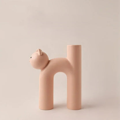 Cute Cat Vase – Cat-Head H-Shape Tube Vase for Hydroponic Flower Arrangement, Charming Home Décor & Desk Accessory for Cat Lovers