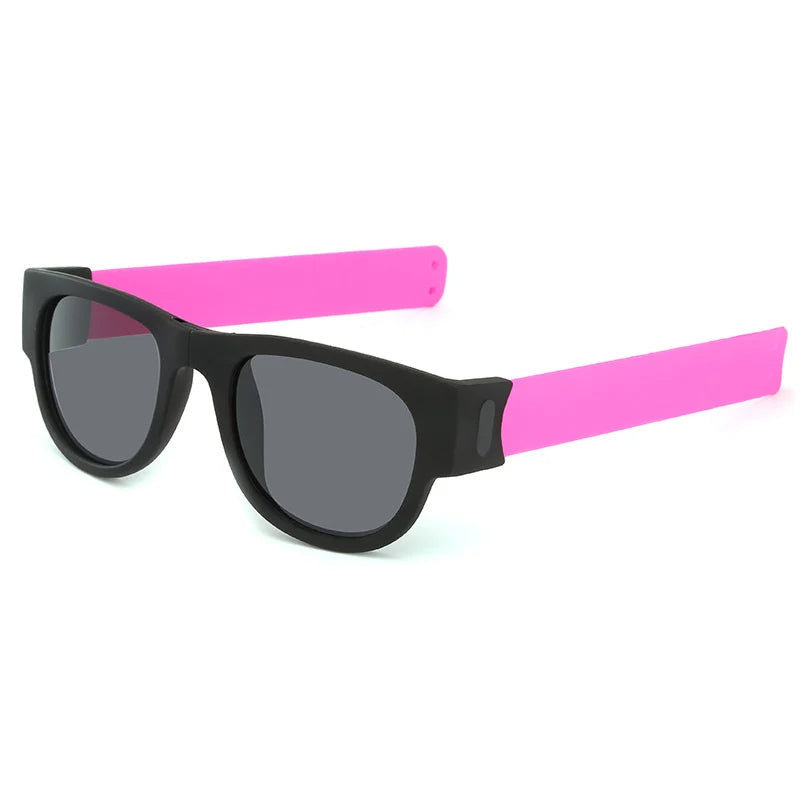 Folding Slap Sunglasses – Trendy Polarized Shades for Men with Mirror Finish and Wristband-Style Folding Innovation