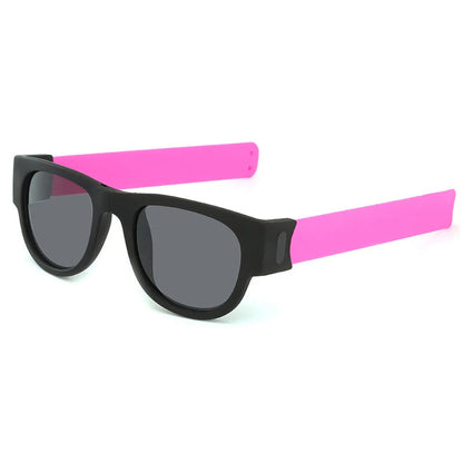 Folding Slap Sunglasses – Trendy Polarized Shades for Men with Mirror Finish and Wristband-Style Folding Innovation