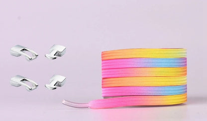Elastic Shoelaces Sneakers - Colorful No-Tie Flat Laces with Metal Lock for Adults & Kids, Lazy Fit, Stylish Convenience