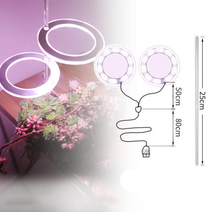 Angel Ring LED Grow Light - USB Full Spectrum Lamp for Indoor Plants & Seedlings