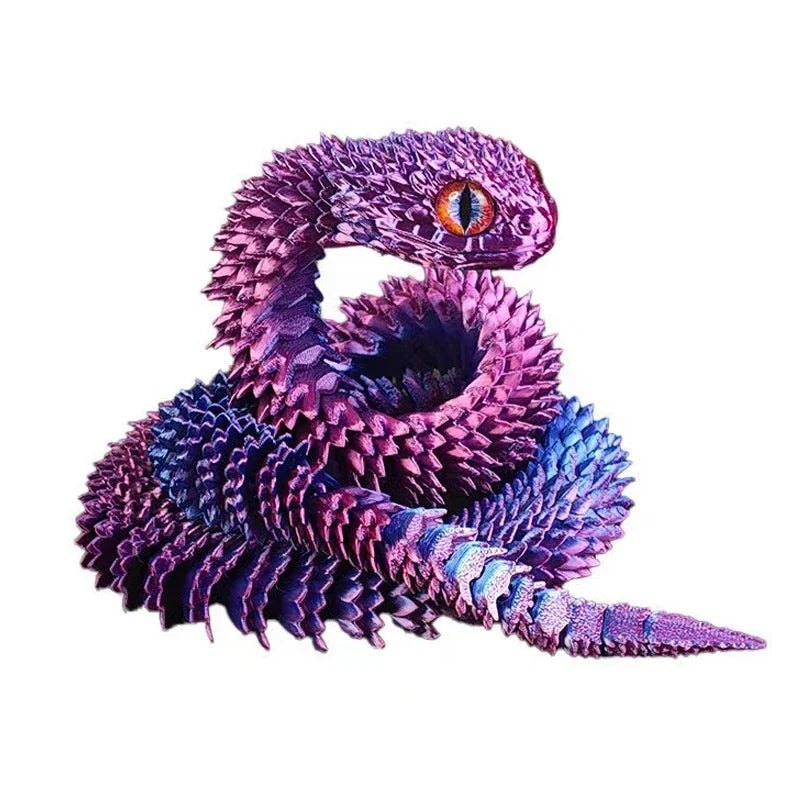 3D-Printed Articulated Snake - Posable Bush Viper Desk Fidget