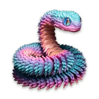 3D-Printed Articulated Snake - Posable Bush Viper Desk Fidget