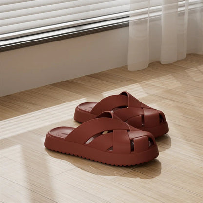 Unisex Closed-Toe EVA Slippers – Soft Anti-Slip Summer Sandals for Men & Women, Outdoor Baotou House Shoes for Home Comfort