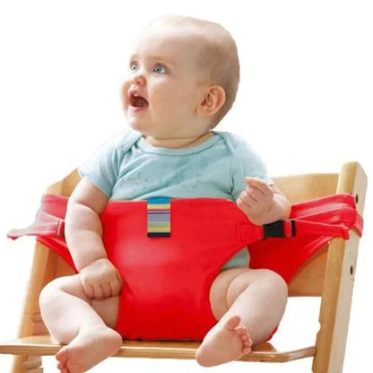 Portable Baby Dining Chair Harness – Washable Fabric Travel High Chair Seat with Safety Belt That Straps Around a Standard Dining Chair